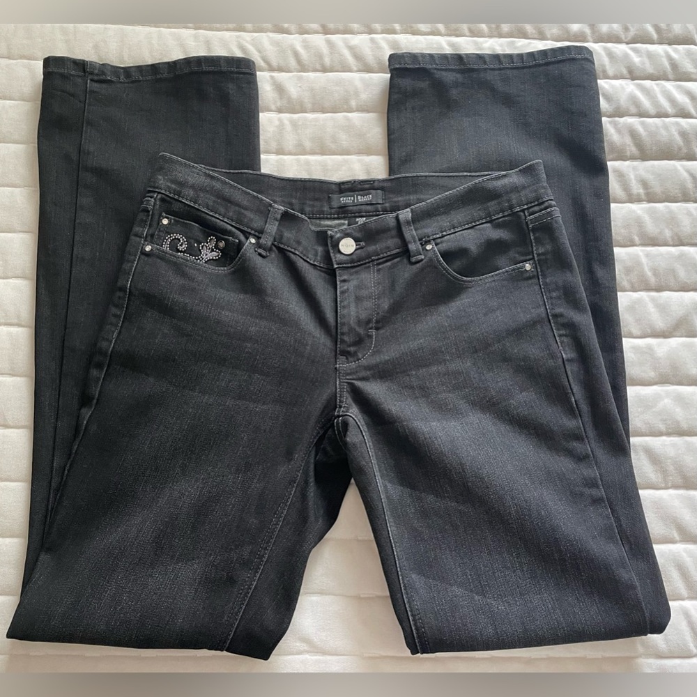 White House Black Market Noir Boot Leg Beaded Jeans